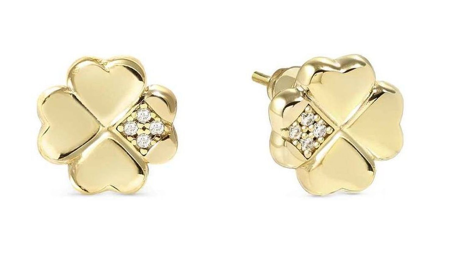 Kolczyki damskie Nomination Italy Petit Sparkle srebrne pozłacane koniczynki 242304 003.jpg